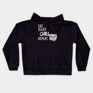 Eat Sleep Chill Repeat Chilling Sloth Silhouette Kids Hoodie